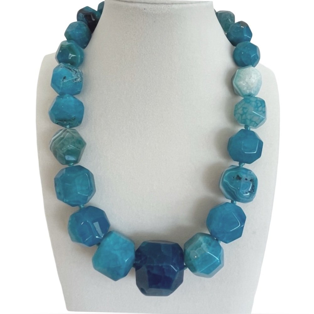 Sprigs Chunky Blue Beaded Necklace